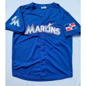 Marcell Ozuna #13 Miami Marlins Baseball Blue Jersey Size XL
